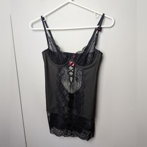 NWT La Senza Women Black Lace Lingerie Size Small See Through Adjustable Straps